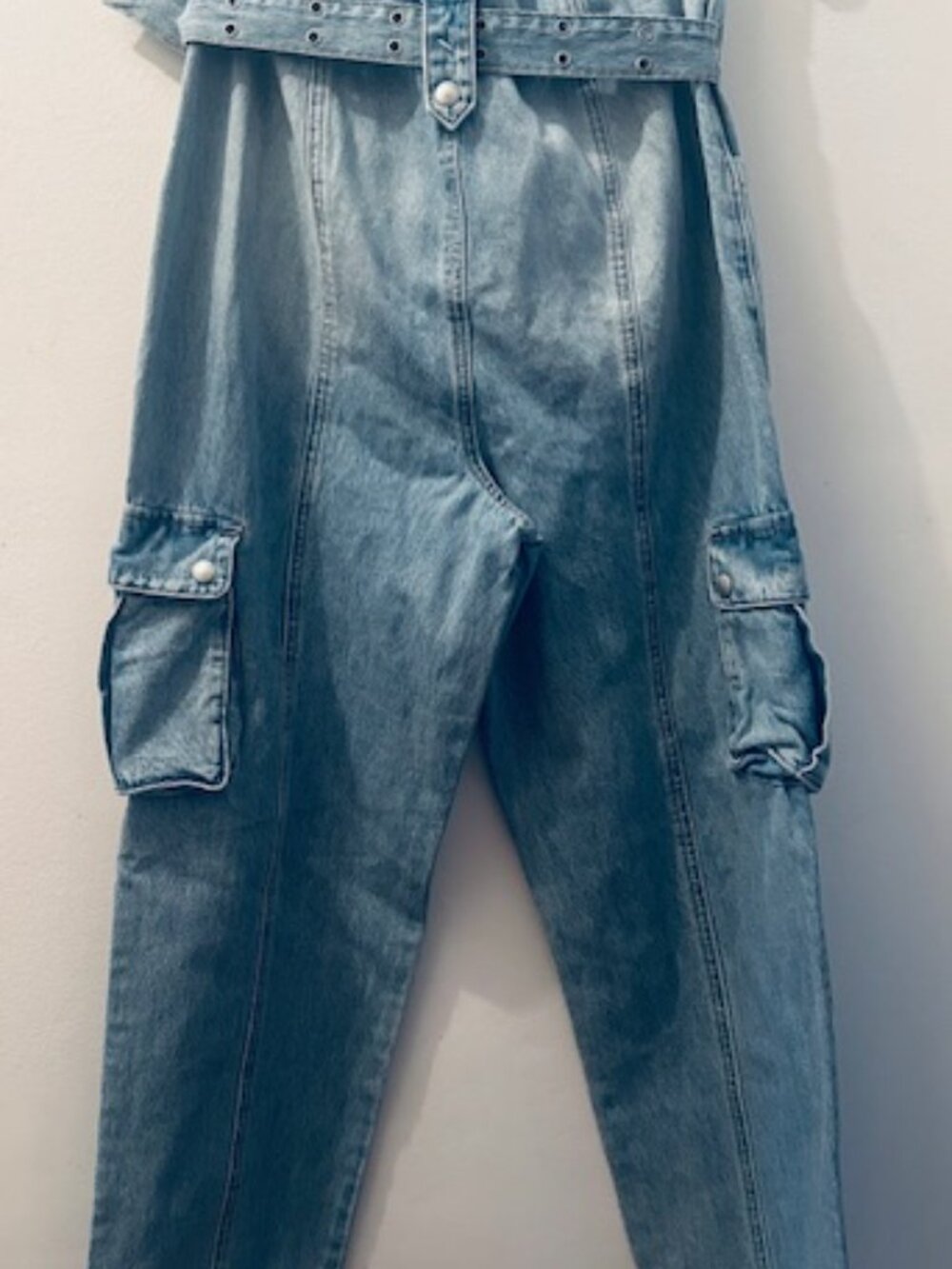 Blank NYC Women's Steal the Show Pant Denim Cargo Straight Leg Belt Jeans NEW - Picture 15 of 16